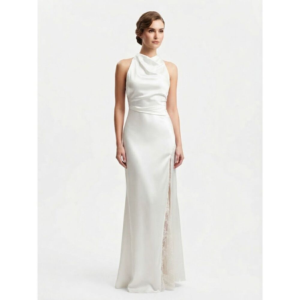 Lulus Women White Satin Strapless Maxi Dress XS